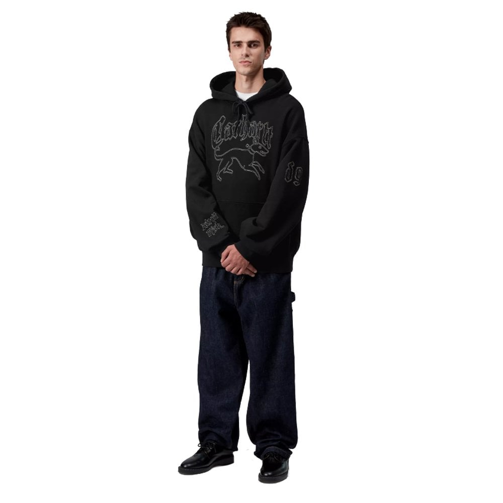 Hooded Hackwork Sweatshirt - Black/Wall