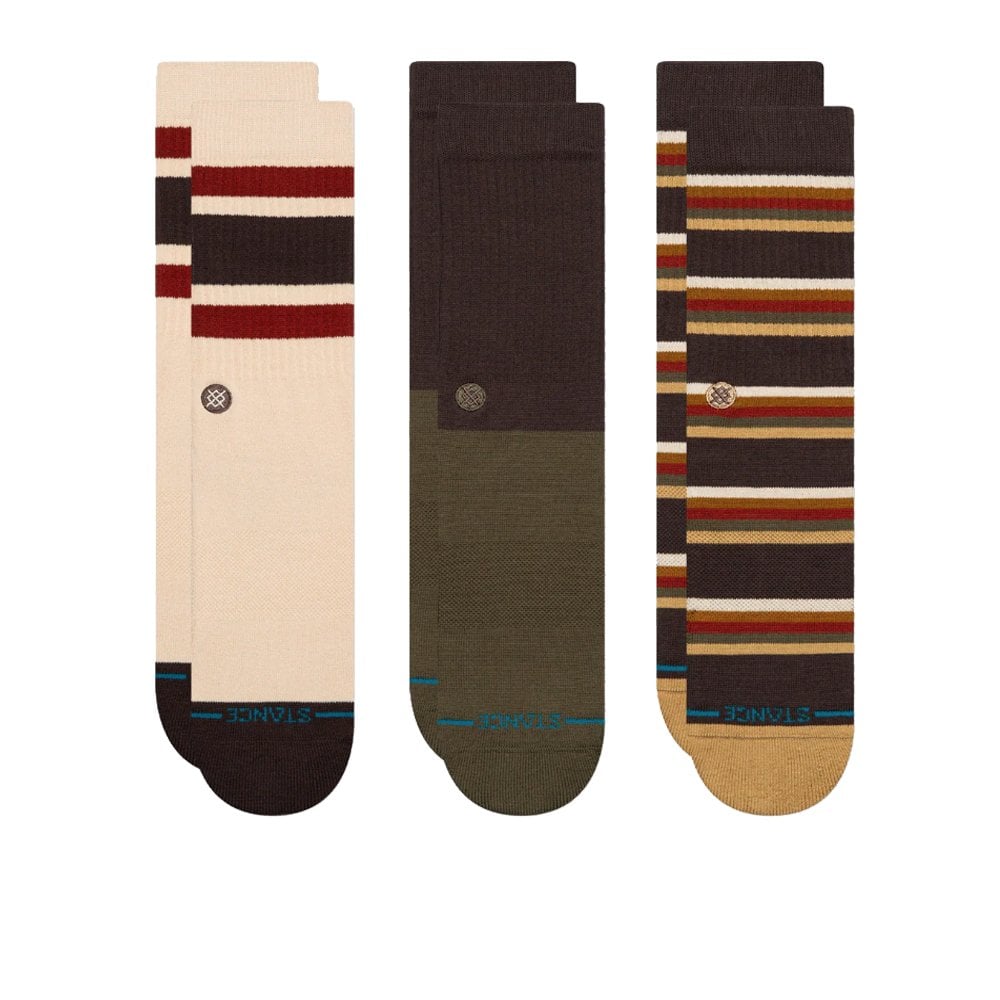 Mill House 3 Pack Crew Sock - Dark Brown