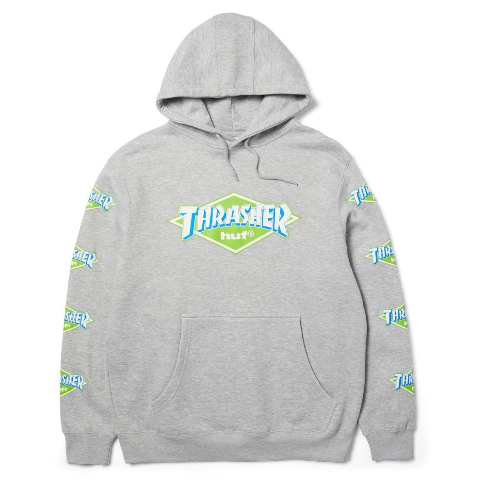 x Thrasher Logo Hoodie - Heather Grey
