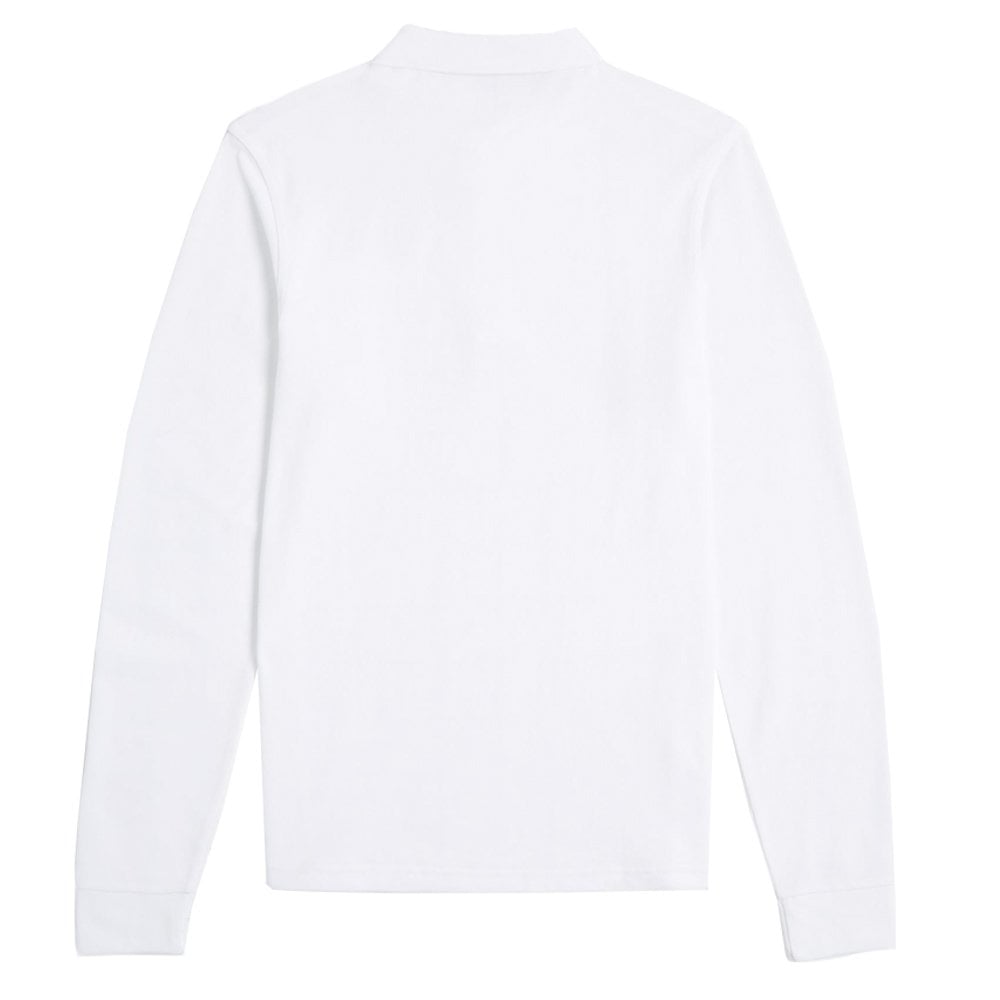 Plain Long Sleeve Polo Shirt - White