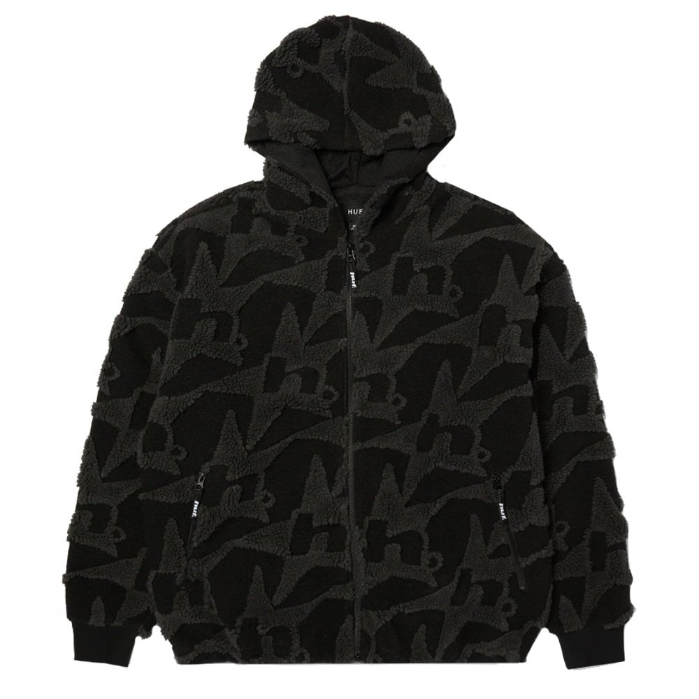 H Star Repeat High Pile Jacket - Black