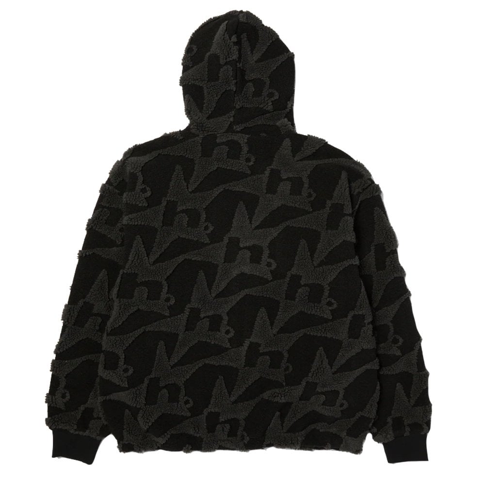 H Star Repeat High Pile Jacket - Black