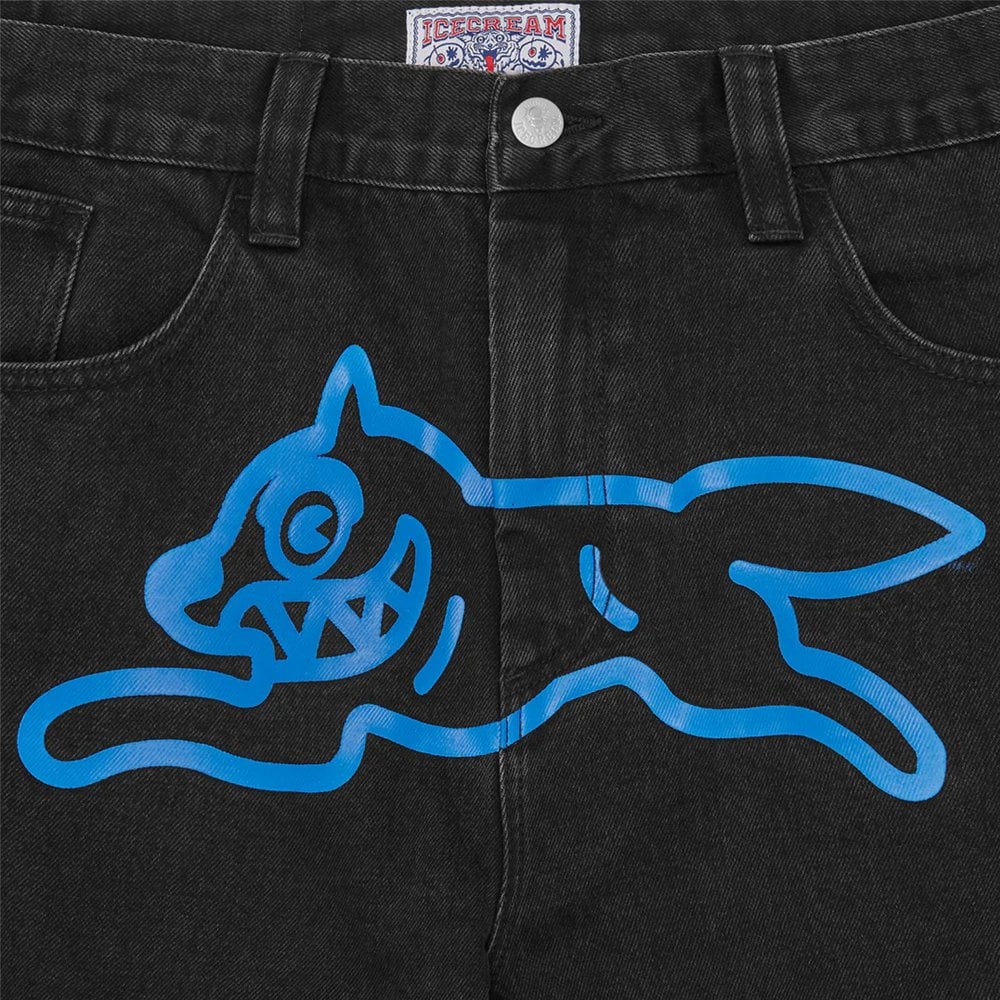 Running Dog Double Scoop Denim Pants - Black/Blue