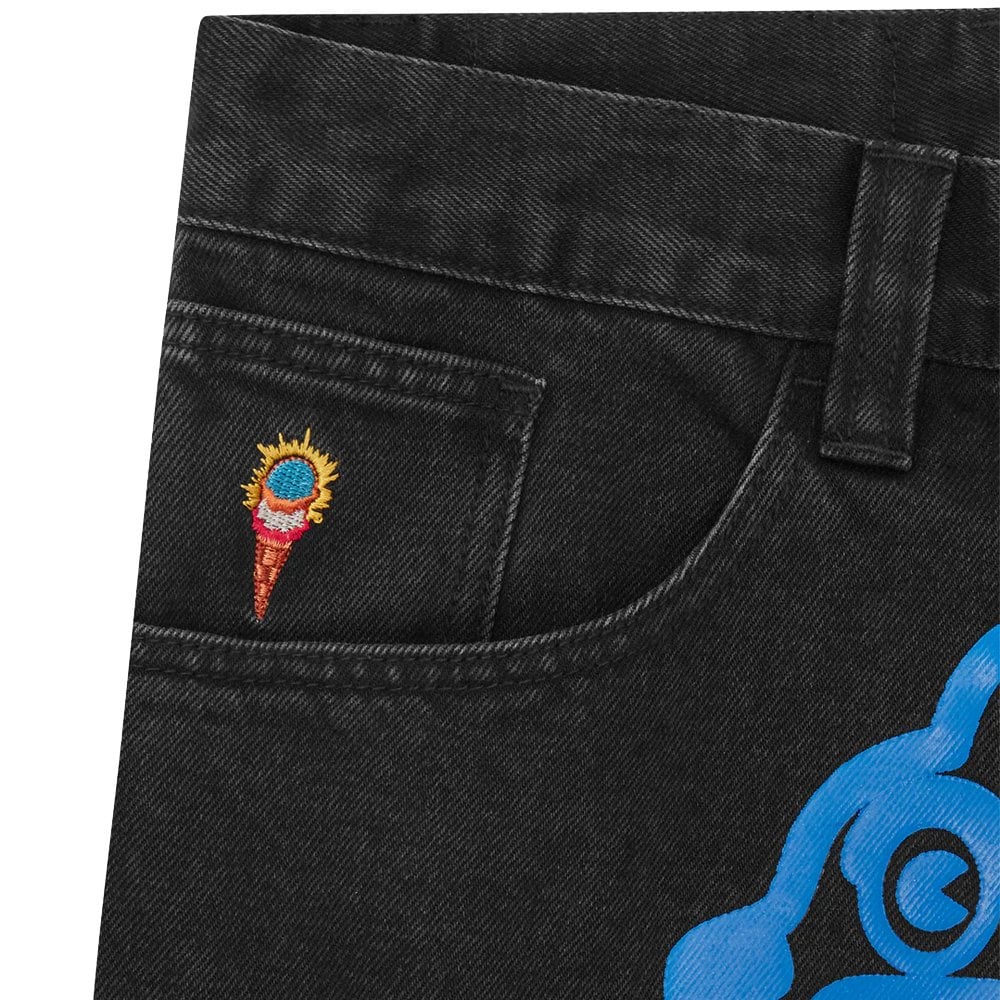 Running Dog Double Scoop Denim Pants - Black/Blue