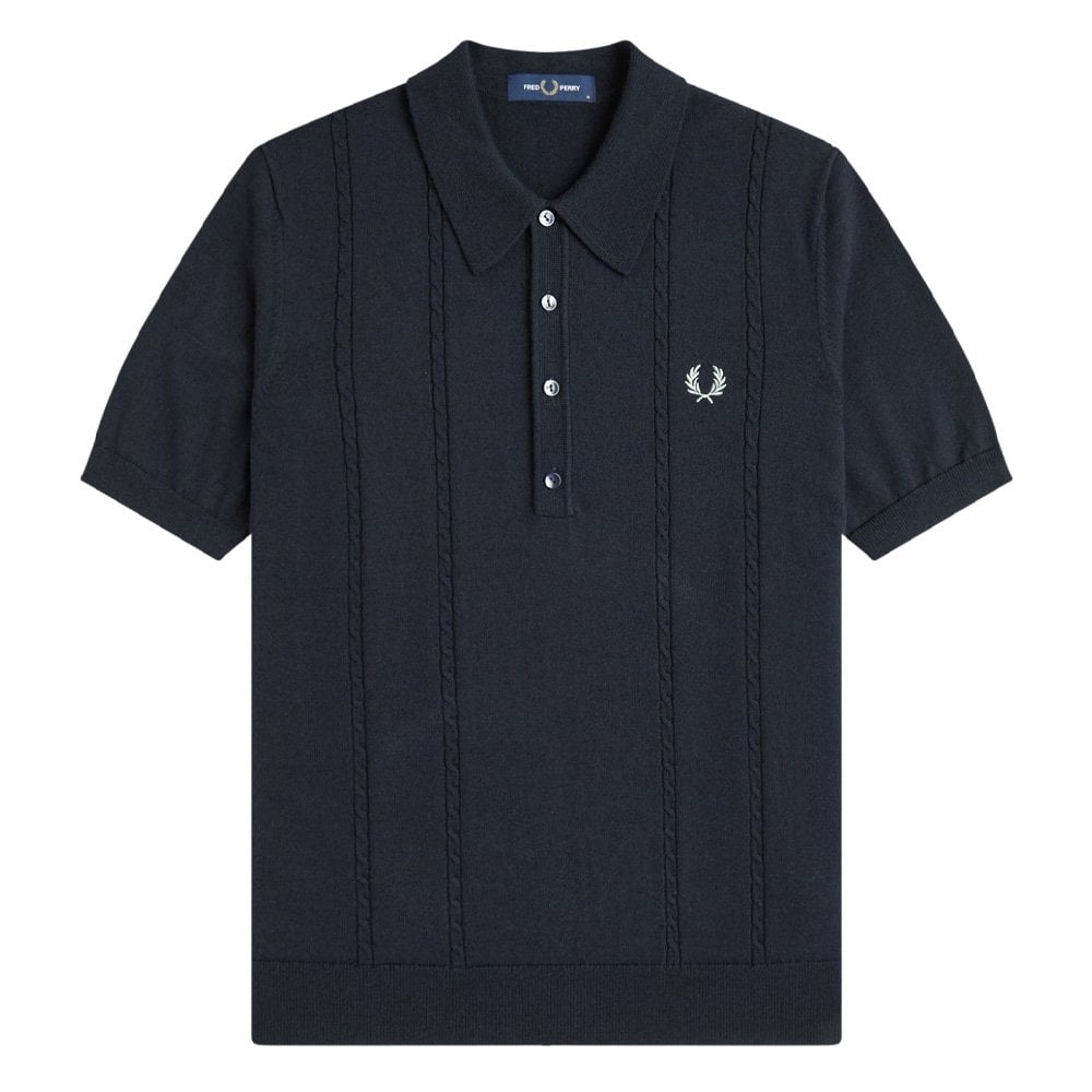 Cable Knitted Shirt - Navy