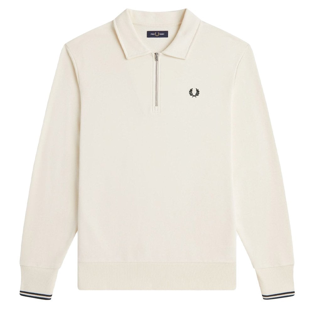 Half Zip Collared Sweatshirt - Ecru