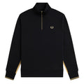 Stripe Tape Half Zip Sweatshirt - Blk/Champagn