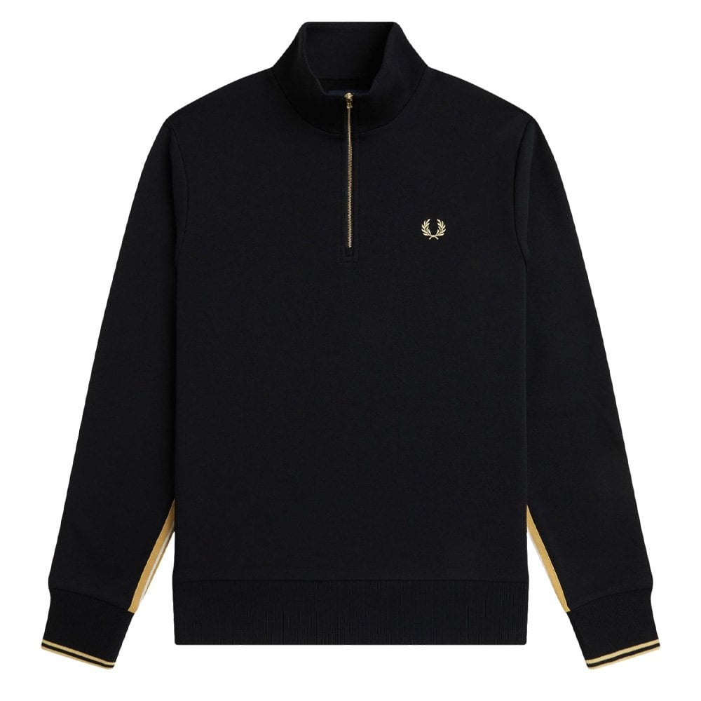 Stripe Tape Half Zip Sweatshirt - Blk/Champagn