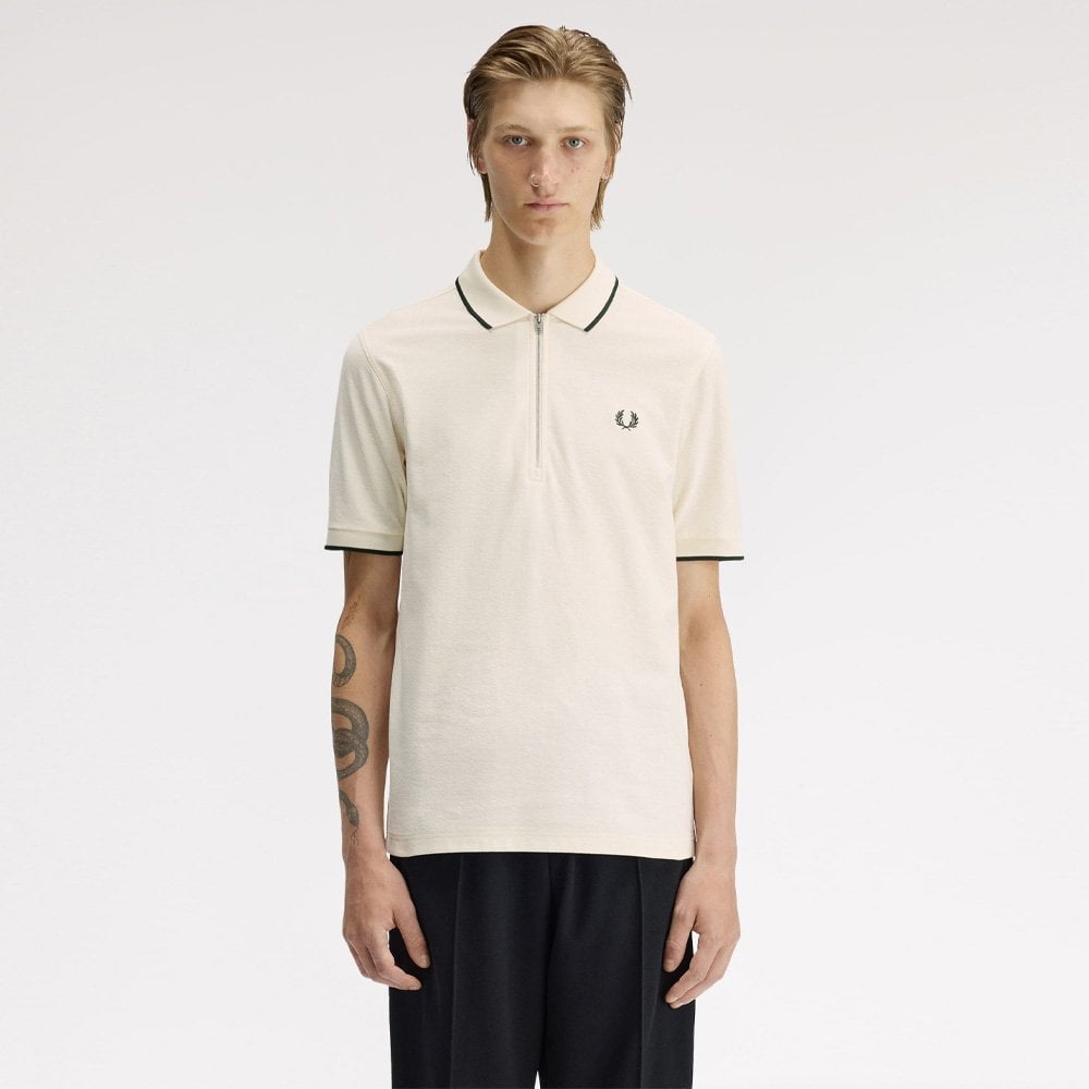 Crepe Piqué Polo Shirt - Ecru