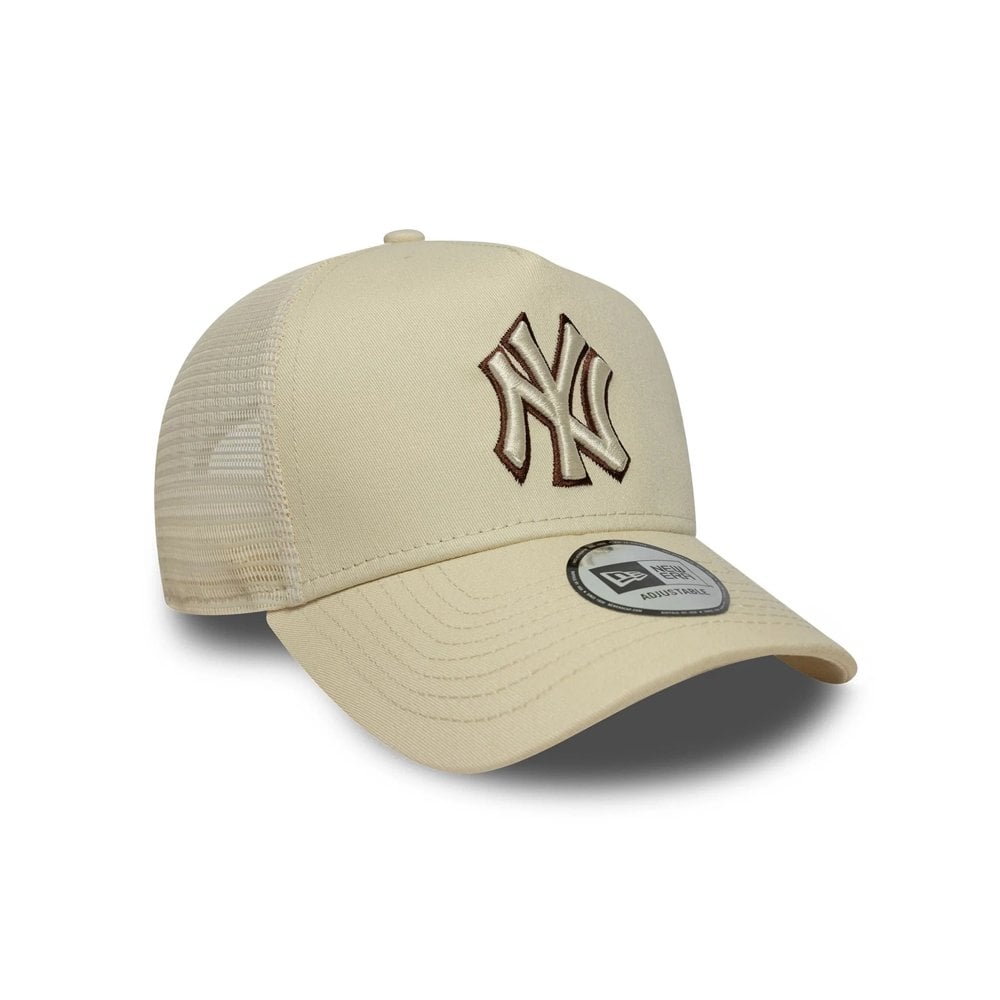 New York Yankees MLB Outline 9FORTY E-Frame Trucker Cap - Cream