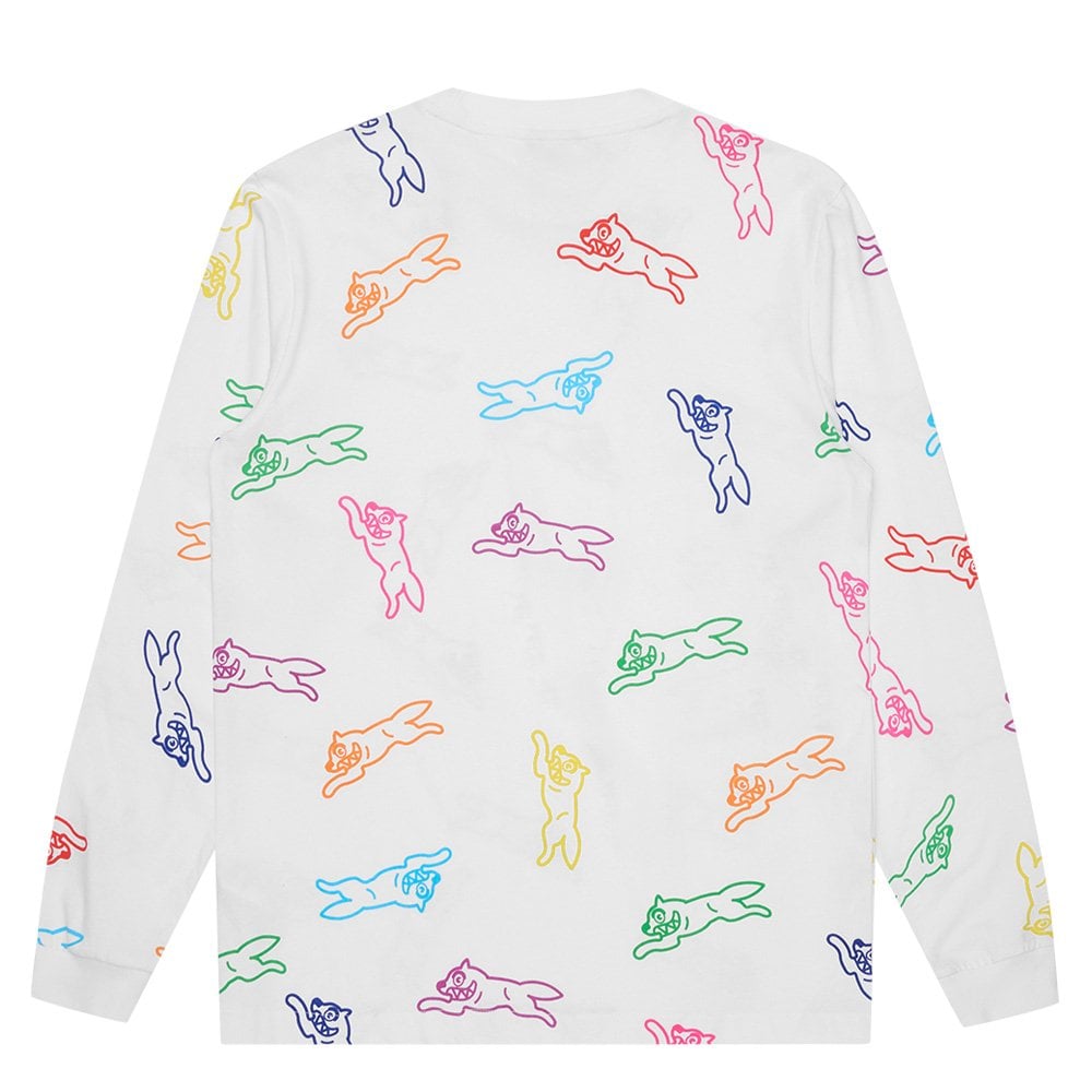 All Over Running Dog L/S T-Shirt - White