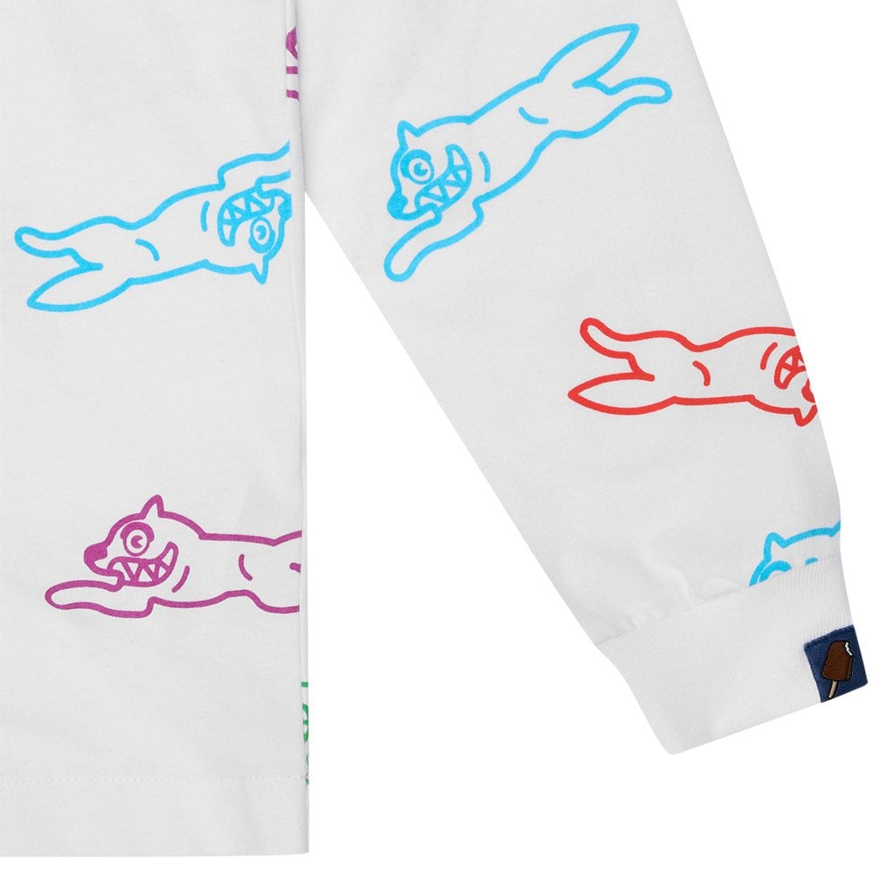 All Over Running Dog L/S T-Shirt - White