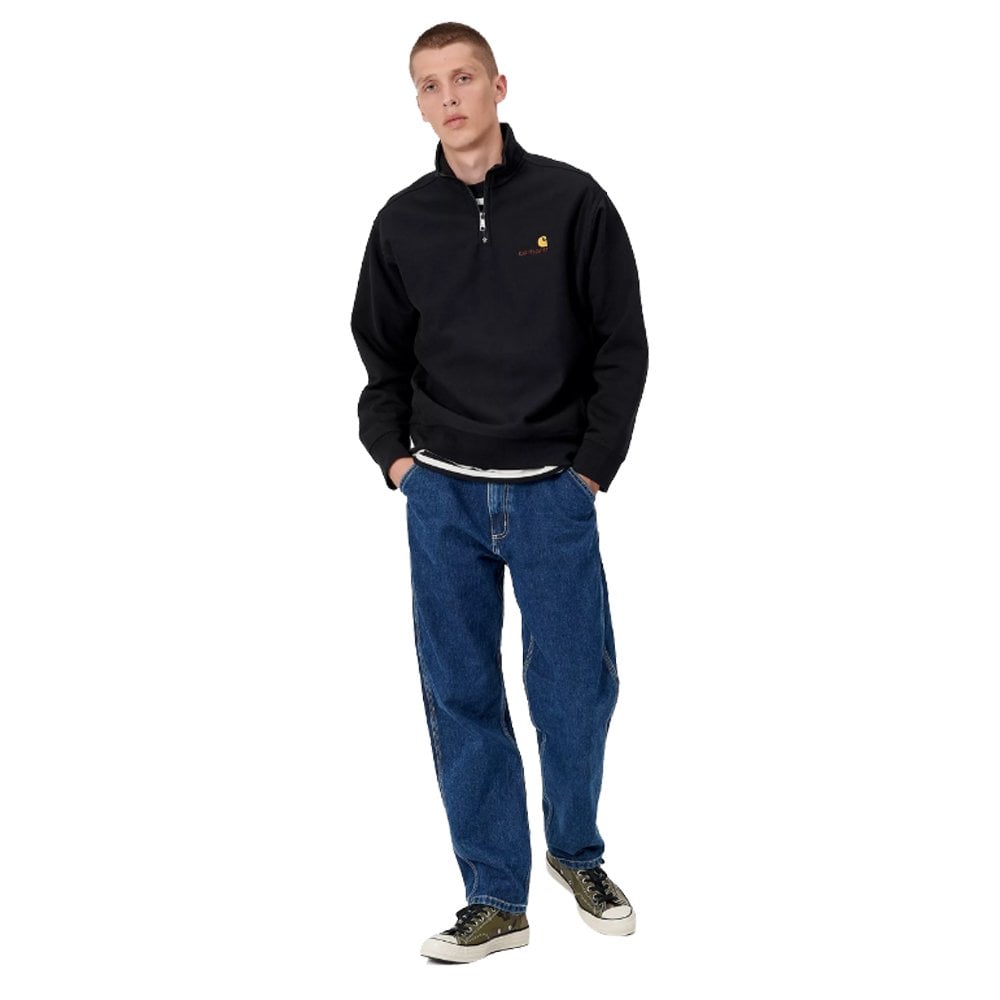 Half Zip American Script Sweatshirt - Black