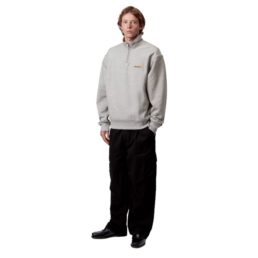 Half Zip American Script Sweatshirt - Grey Heather