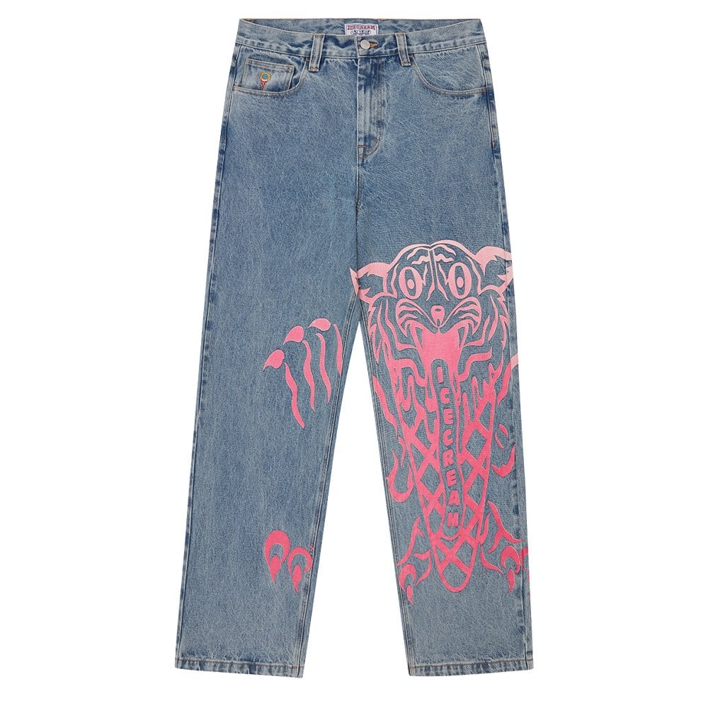 Tiger Triple Scoop Denim Pants - Light Blue