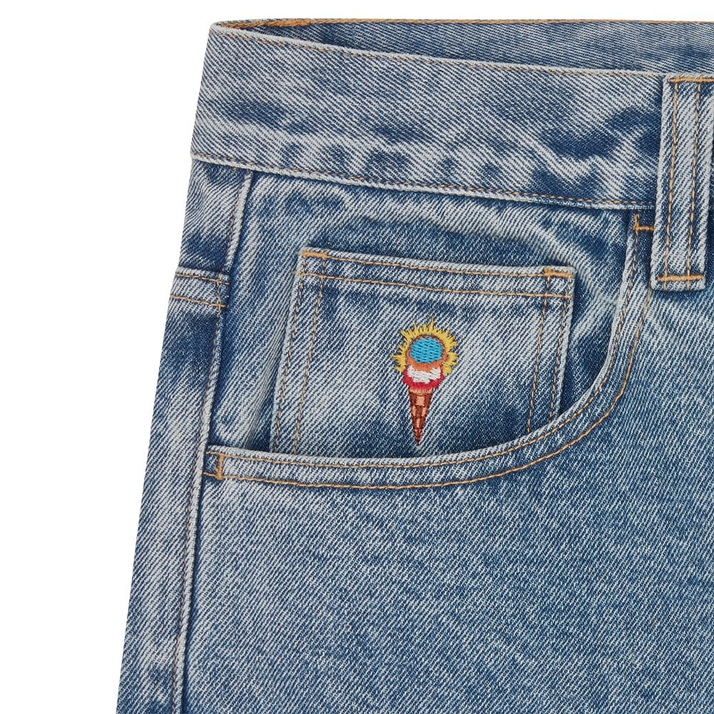 Tiger Triple Scoop Denim Pants - Light Blue