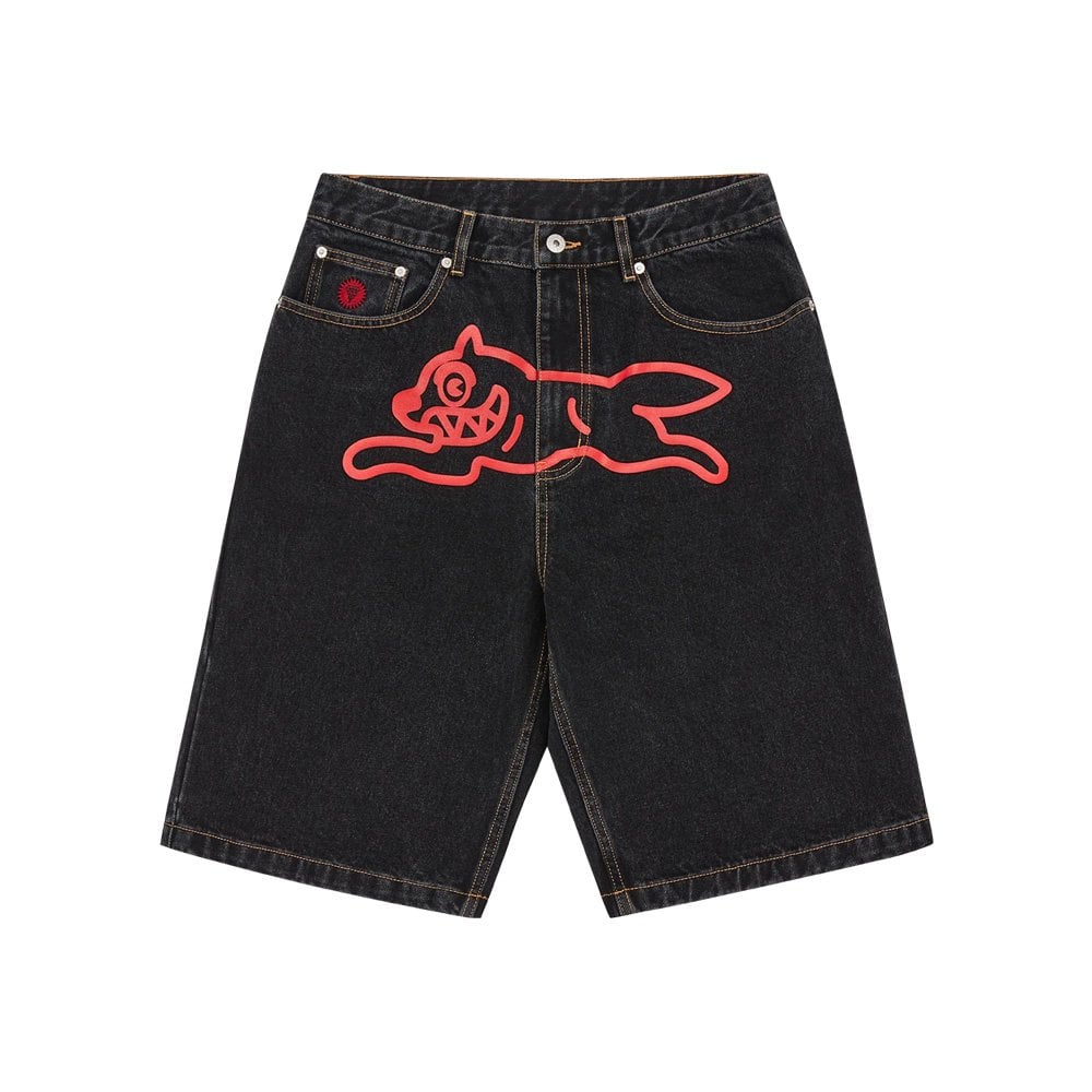 Running Dog Denim Shorts - Black