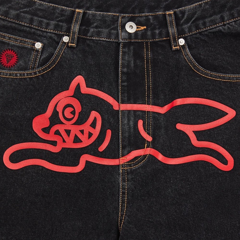 Running Dog Denim Shorts - Black