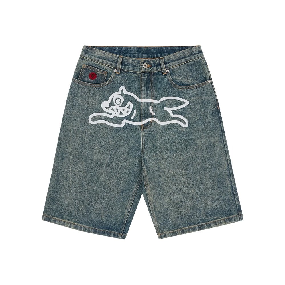 Running Dog Denim Shorts - Vintage Wash
