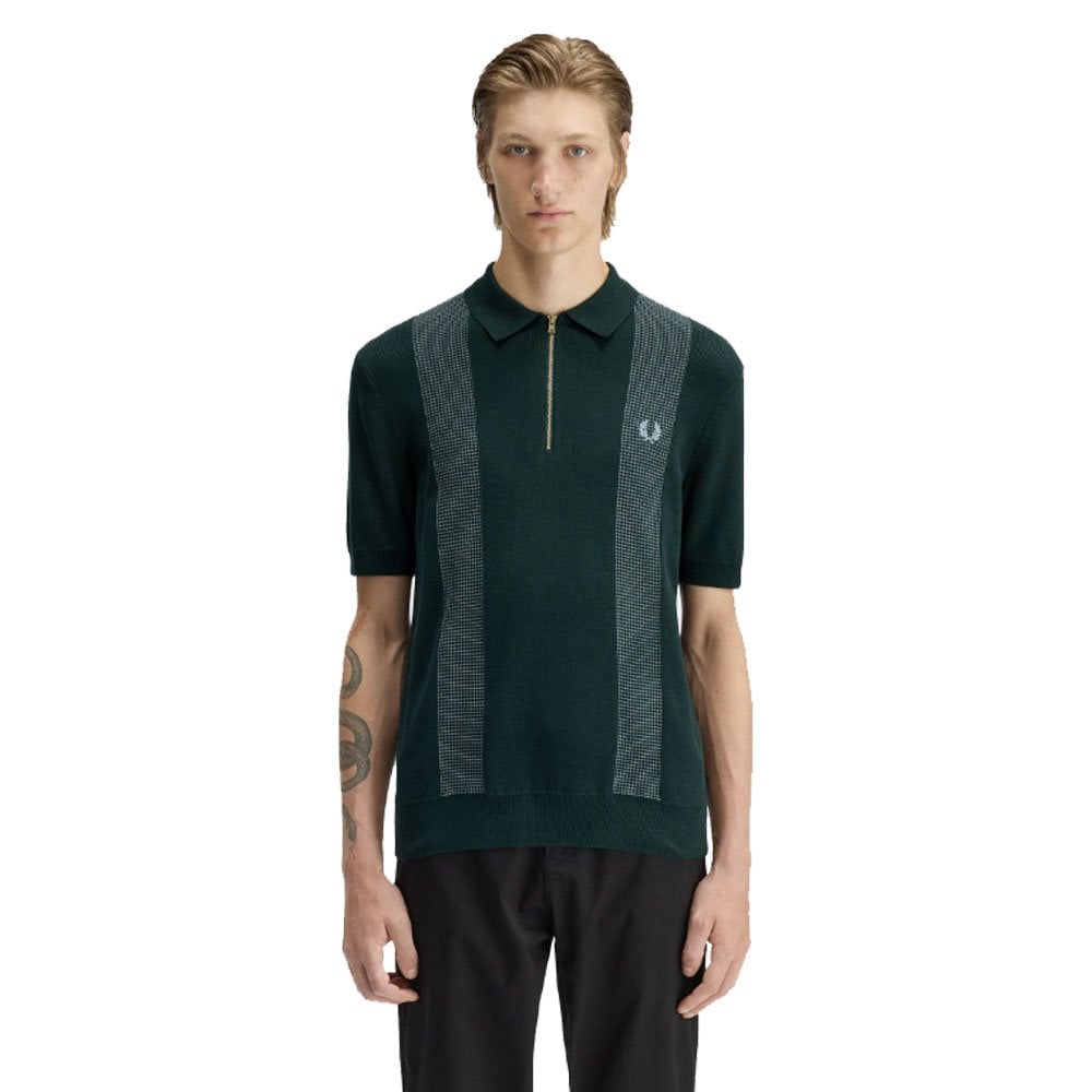 Panel Detail Knitted Polo Shirt - Grassroots