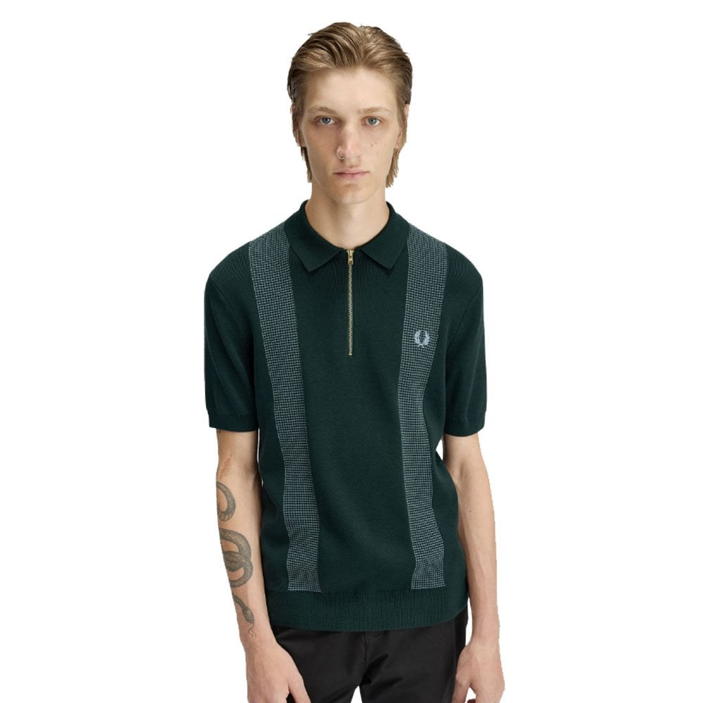 Panel Detail Knitted Polo Shirt - Grassroots
