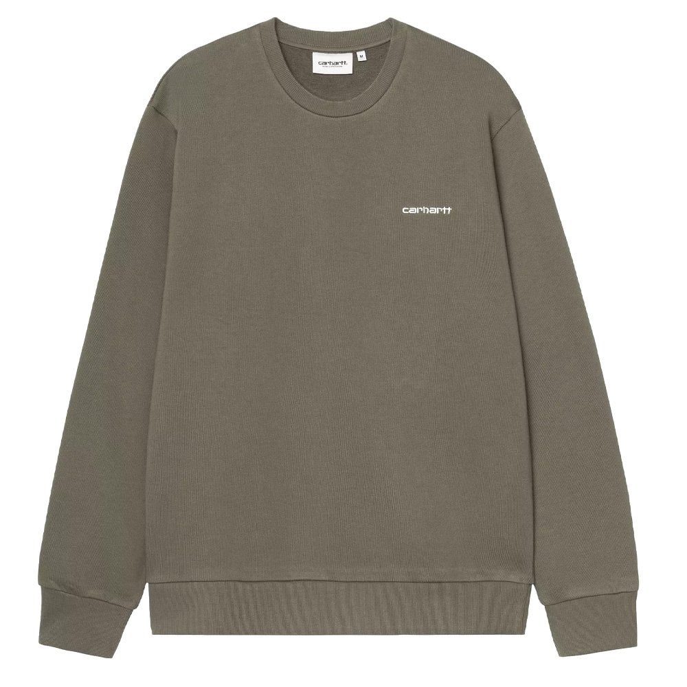 Script Embroidery Sweatshirt - Leaf/White