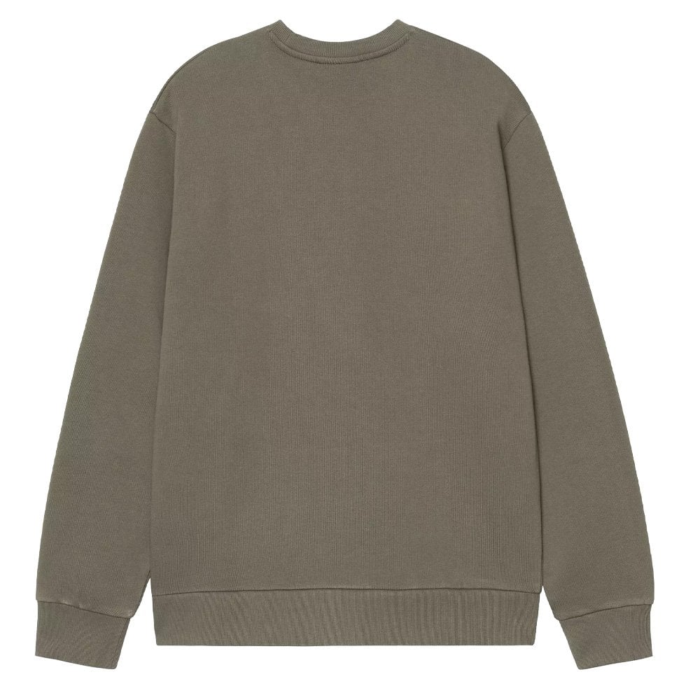 Script Embroidery Sweatshirt - Leaf/White