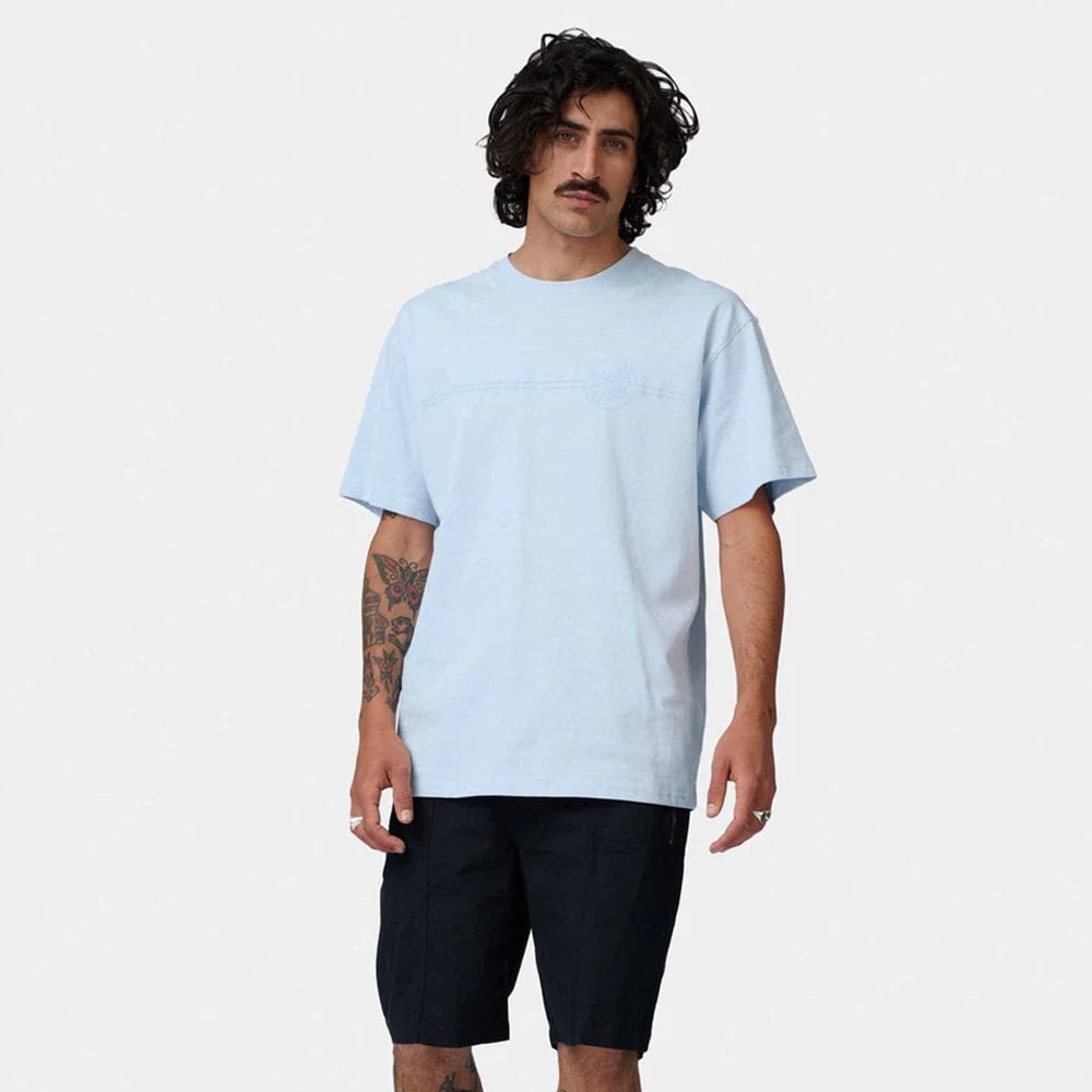 Tonal Opus Dot Stripe T-Shirt - Fresh Blue