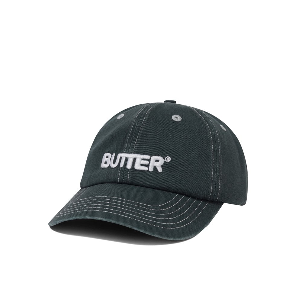 Rounded Logo 6 Panel Cap - Washed Black