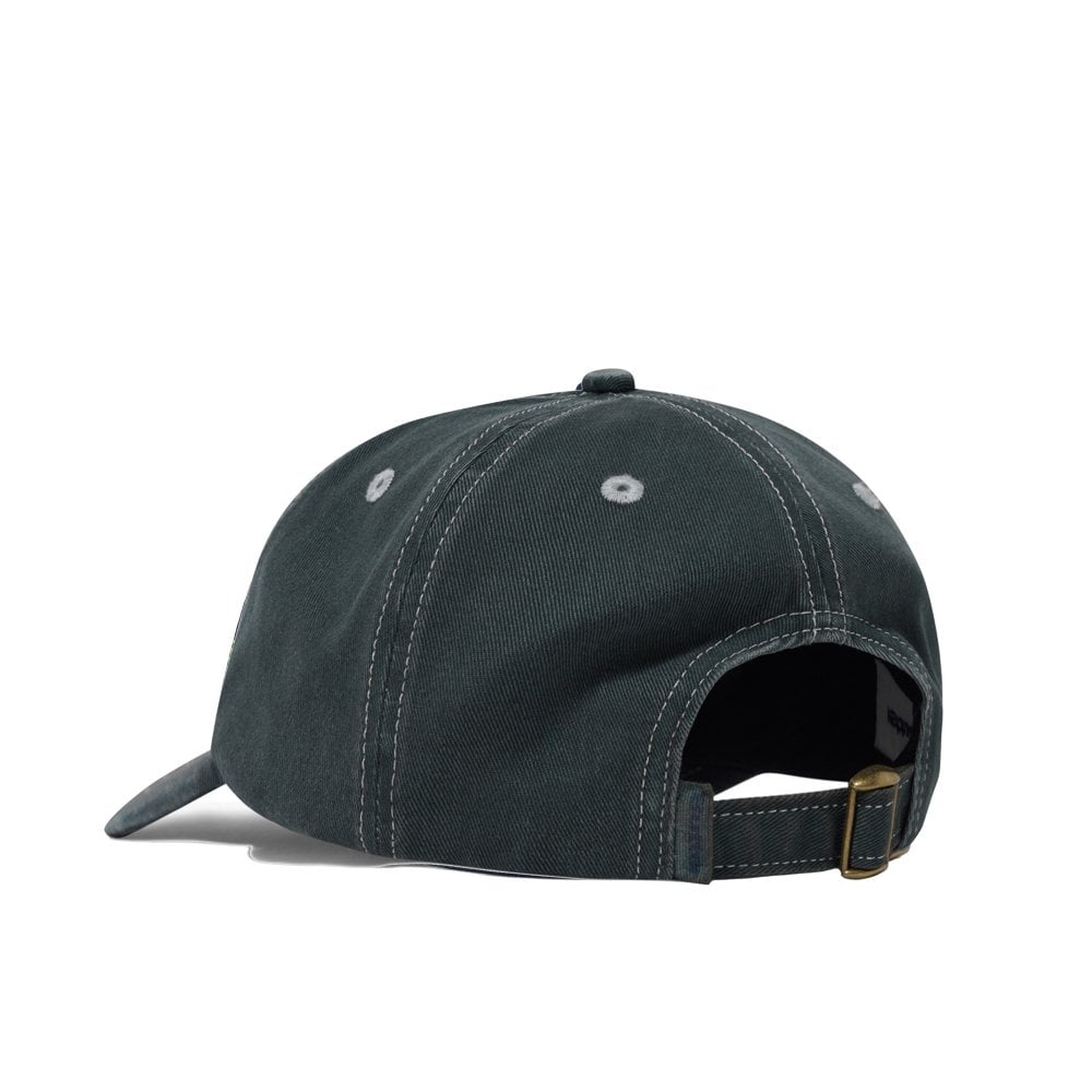 Rounded Logo 6 Panel Cap - Washed Black