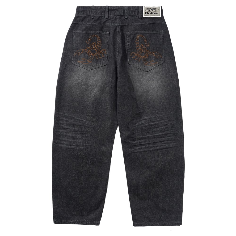 Scorpion Stitch Denim Jeans - Black Slub