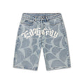 Gothic Cobweb Denim Jorts - Bleach
