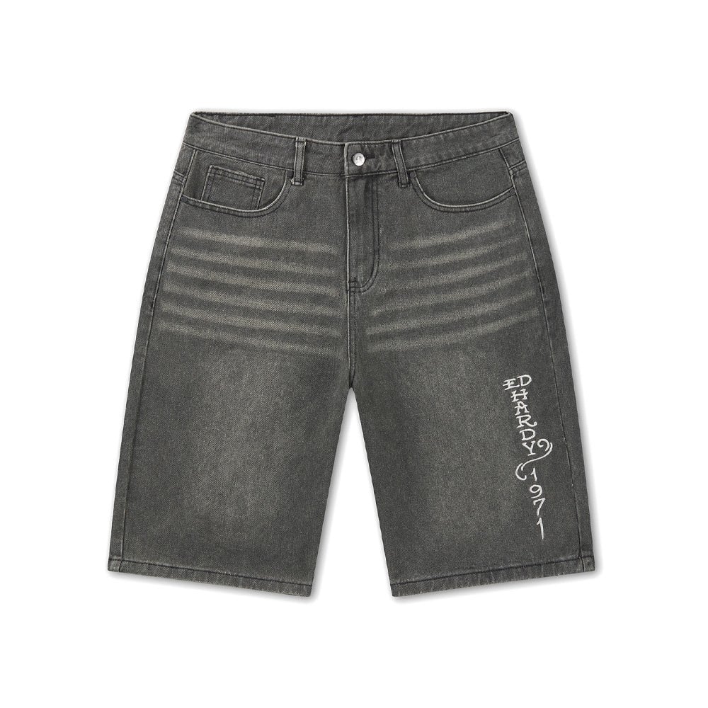 Desert Snake Relaxed Denim Jorts - Black Sandy