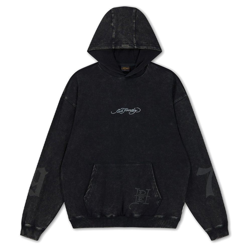 Flaming Tiger Relaxed Hoodie - Black