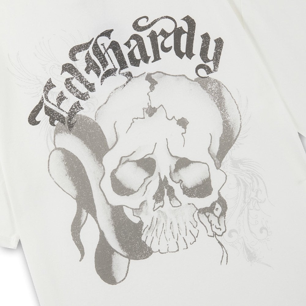 Faded Gothic Skull Relaxed T-Shirt  - White