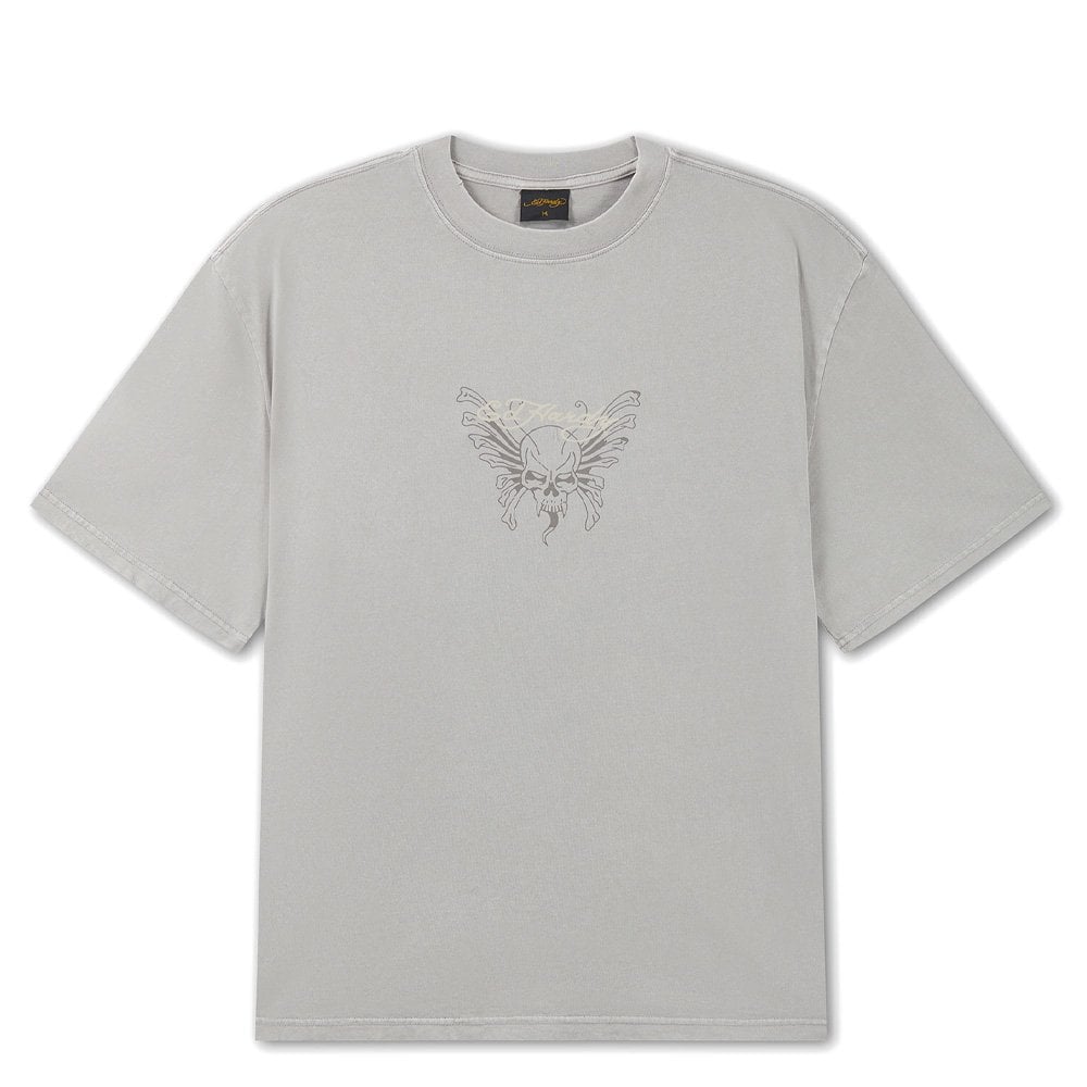 Skull Rose Graphic Relaxed T-Shirt - Grey