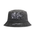 Crawling Dragon Graphic Acid Wash Bucket Hat - Charcoal
