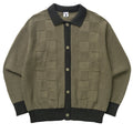 Check Panel Cardigan - Olive