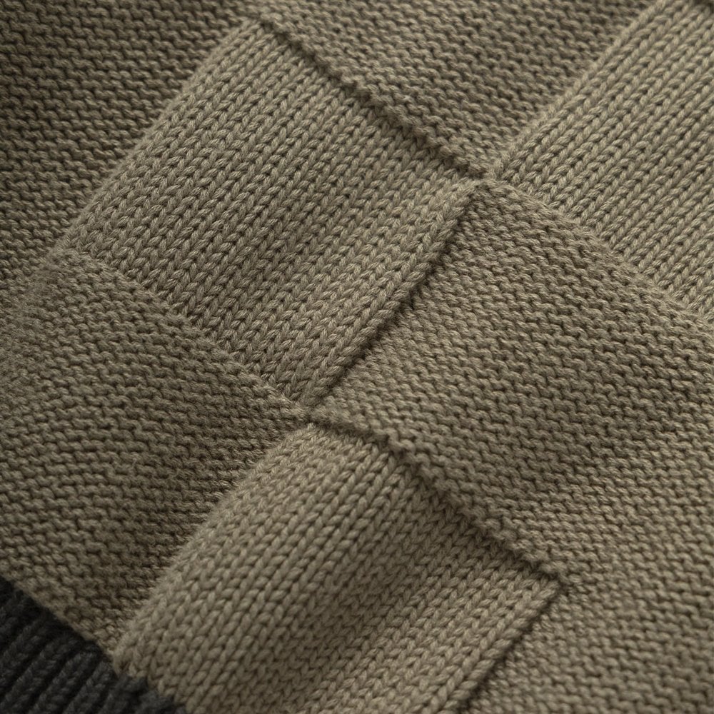 Check Panel Cardigan - Olive