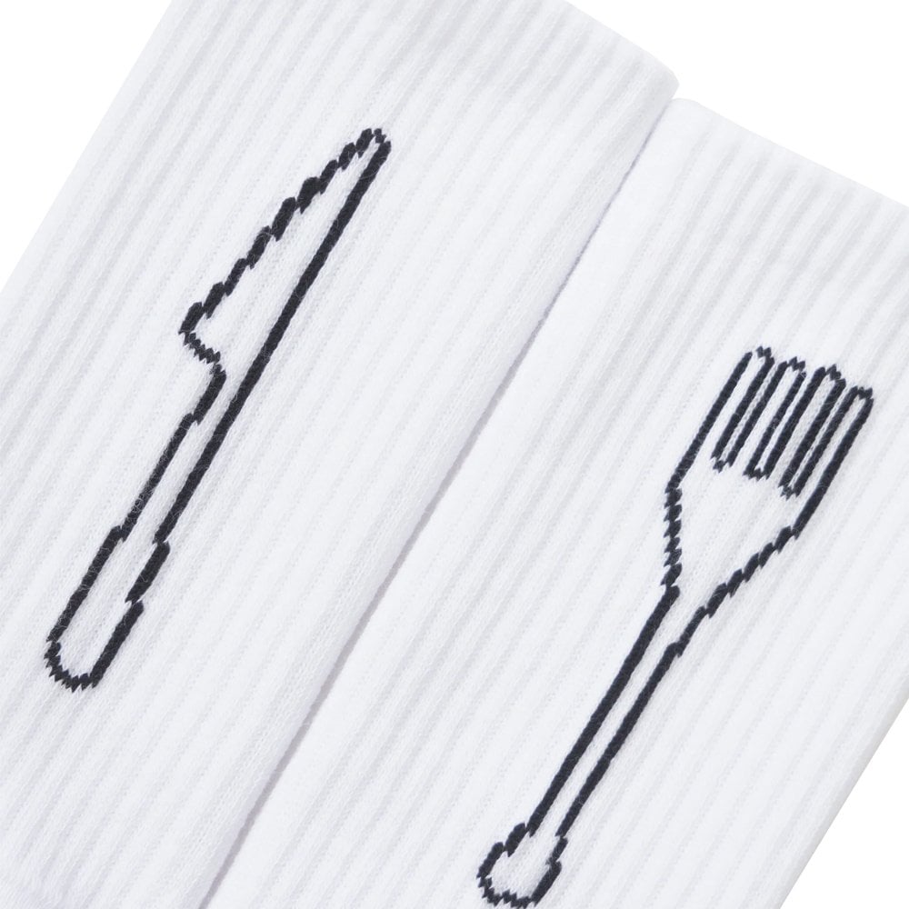 Knife & Fork Socks - White