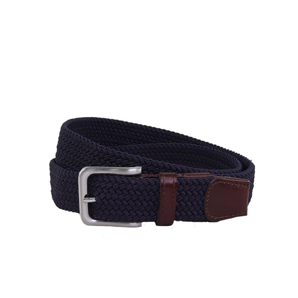 Plain Web Belt - Navy/Brown
