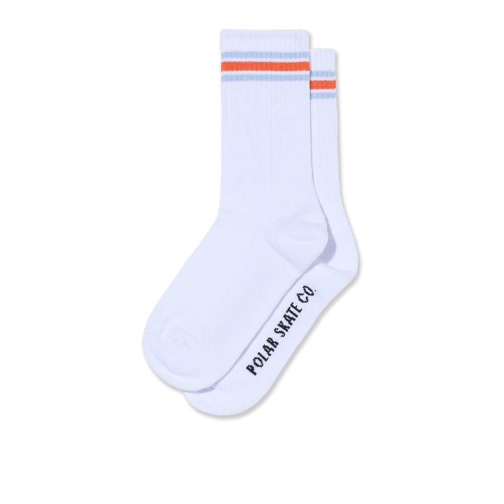 Stripe Rib Socks - Wht/Oran/Blu