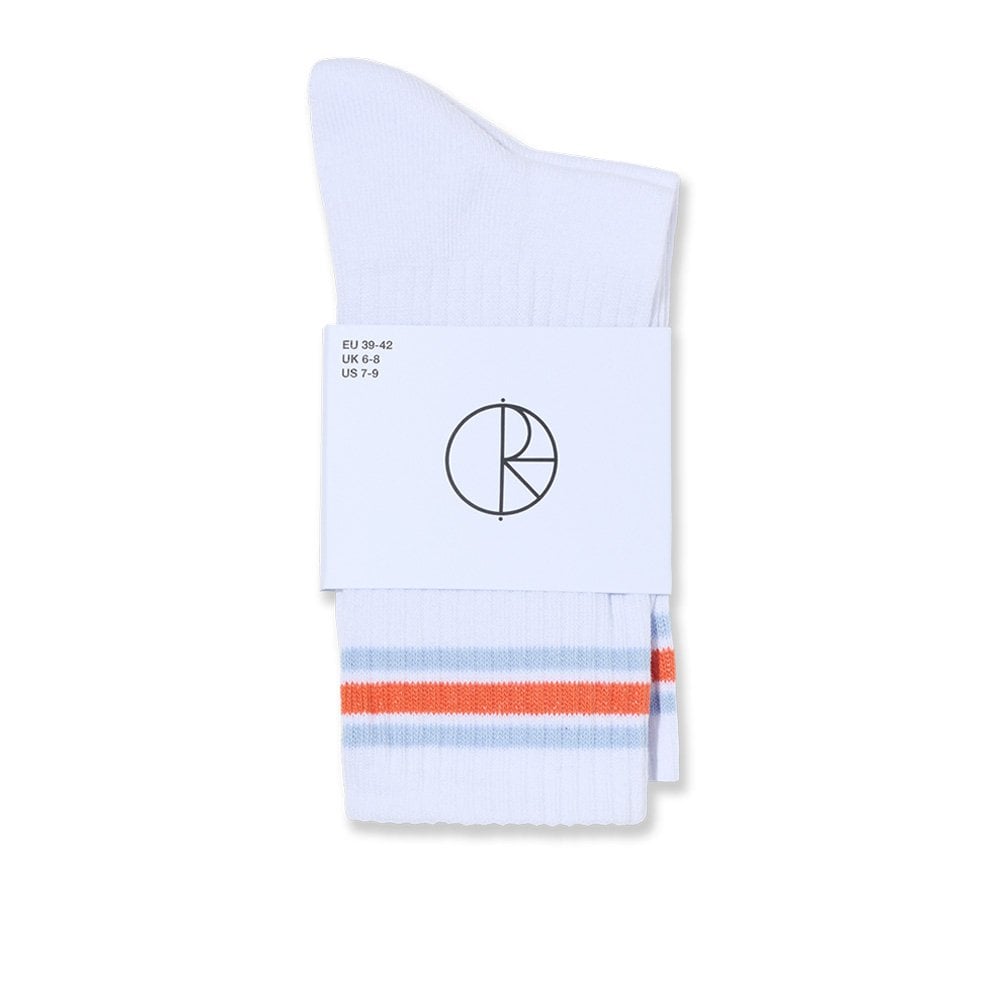 Stripe Rib Socks - Wht/Oran/Blu