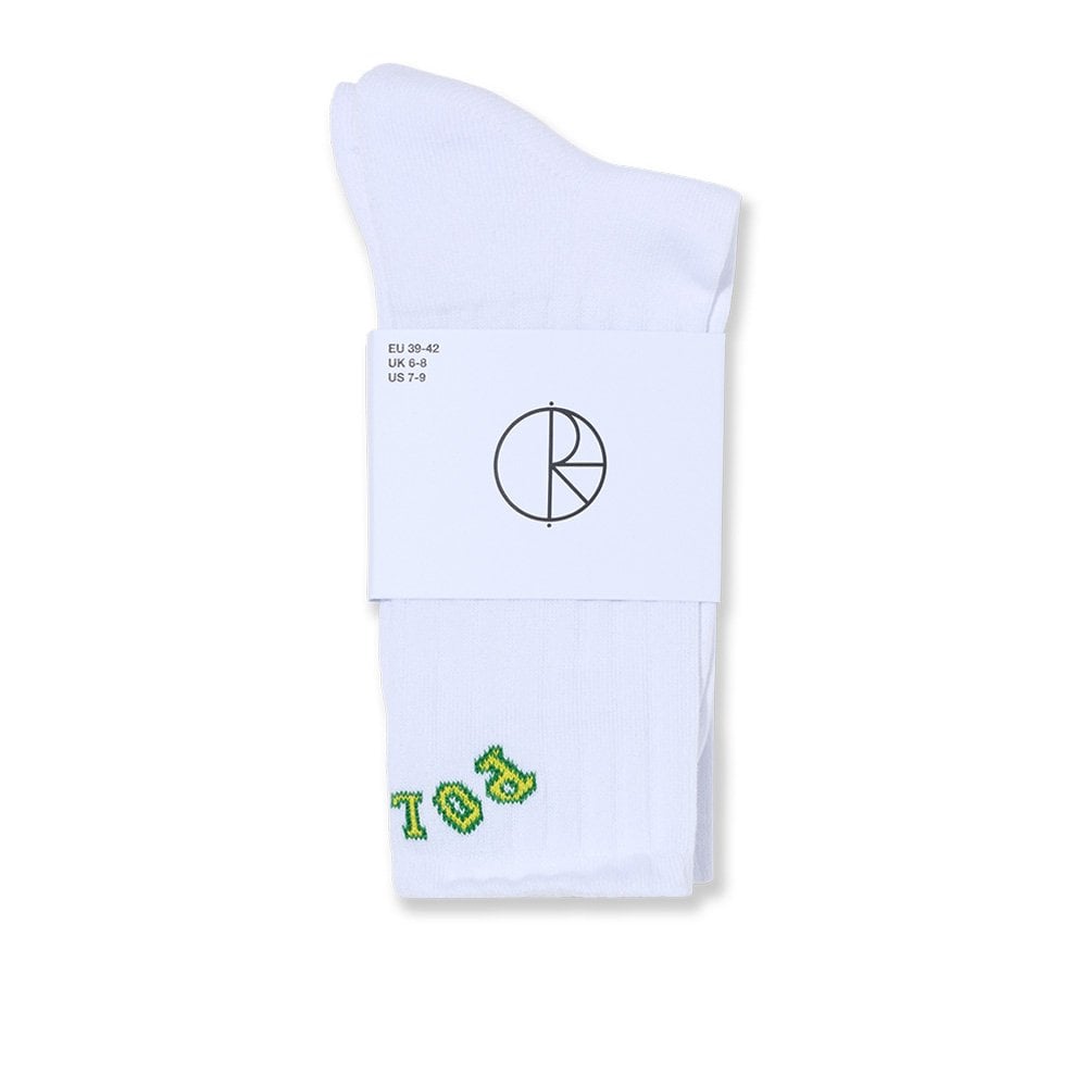 Large Rib College Socks - White