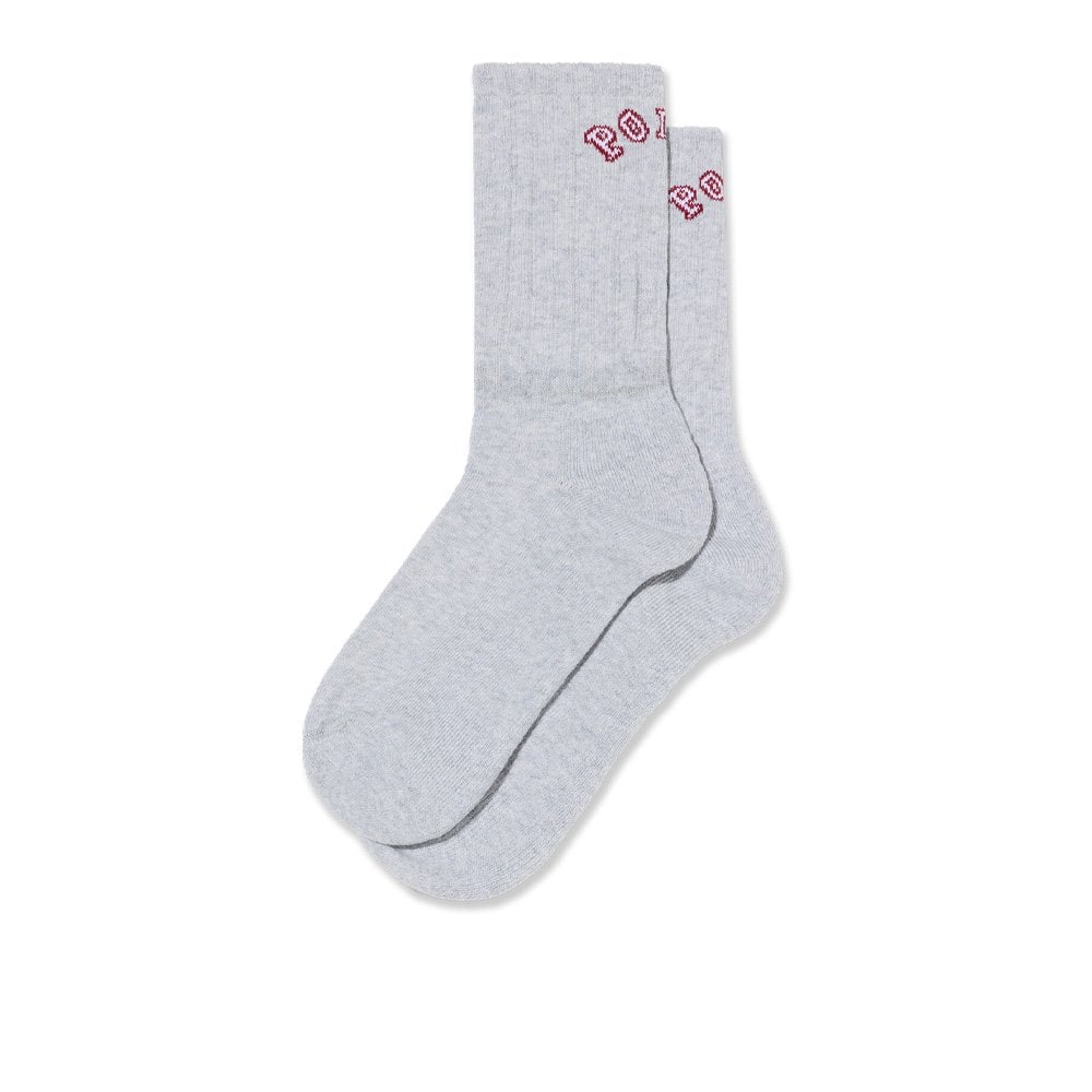 Large Rib College Socks - Heather Grey