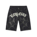 Gothic Cobweb Denim Jorts - Vint Charc