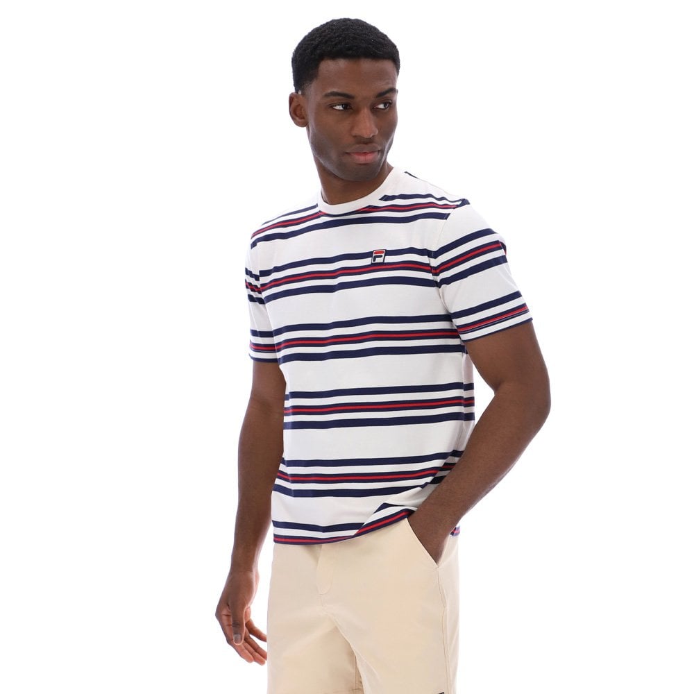 Cesare Yarn Dye Stripe T-Shirt - Gardenia