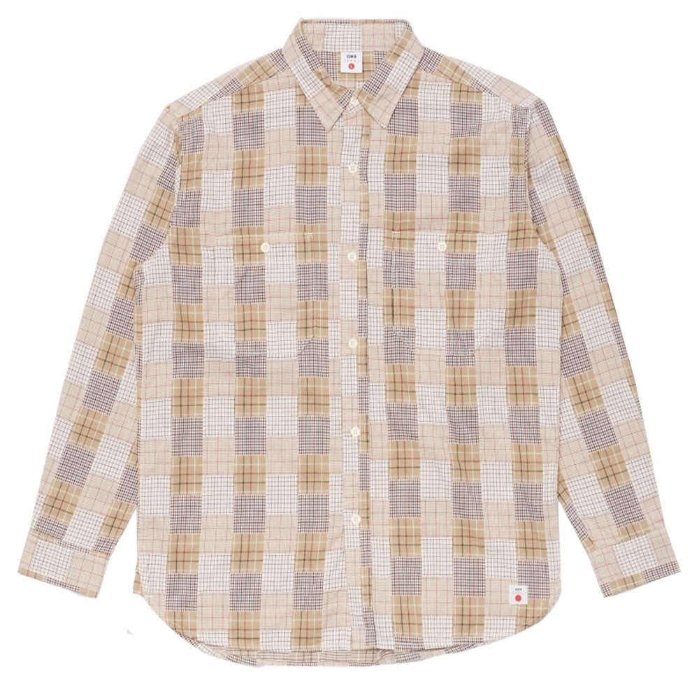 Random Patch Work Shirt  - Beige/Brown