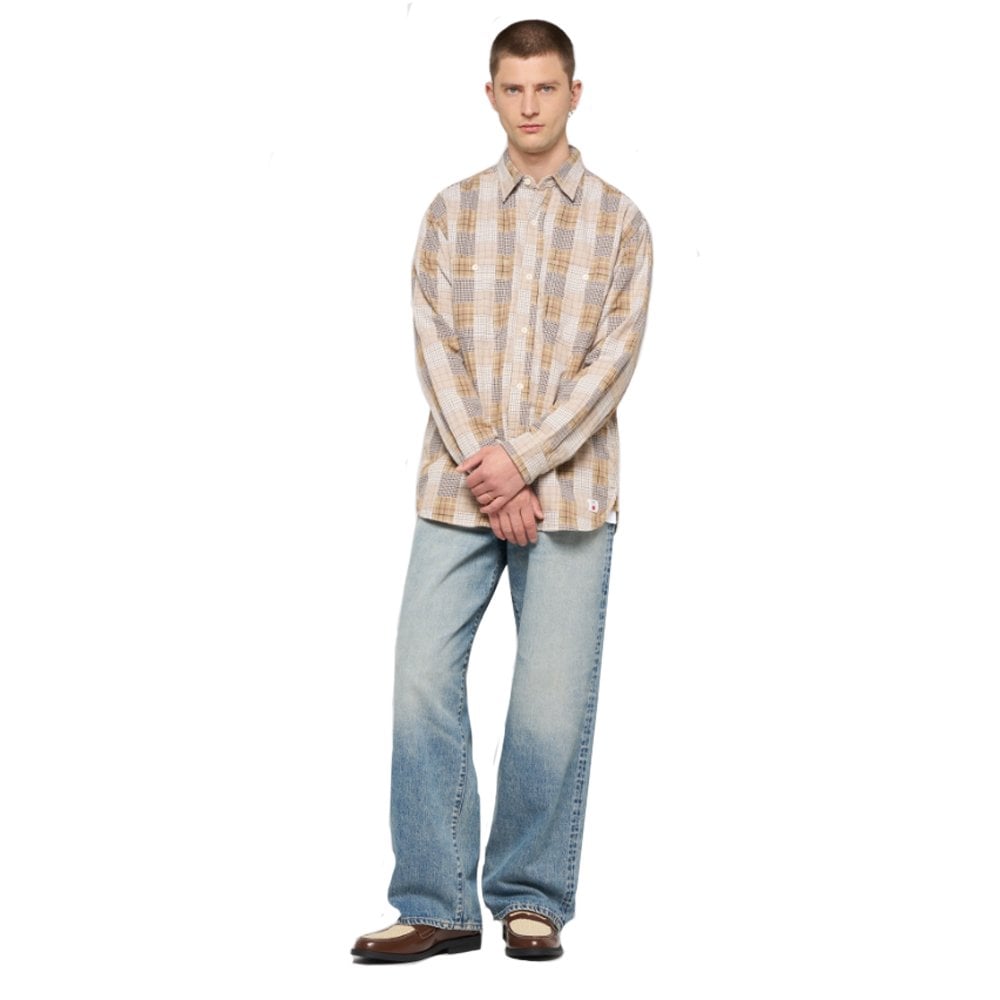 Random Patch Work Shirt  - Beige/Brown
