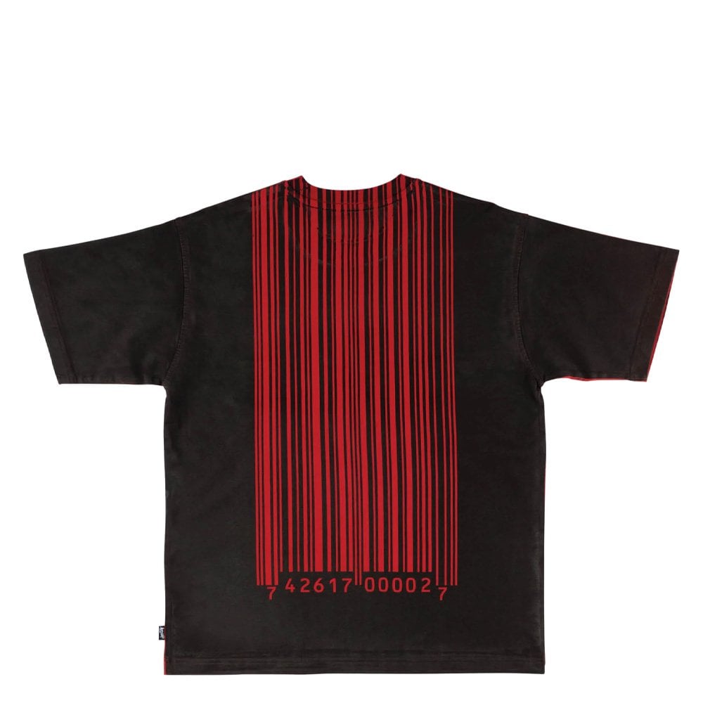 Barcode Boxy Overprint T-Shirt - Black/Red
